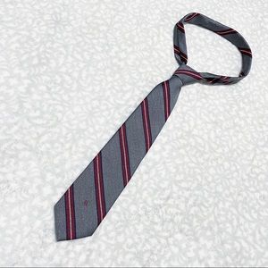 Christian Dior Tie Vintage 1970s Grey Red Diagonal Stripe Wide Poly Silk Necktie